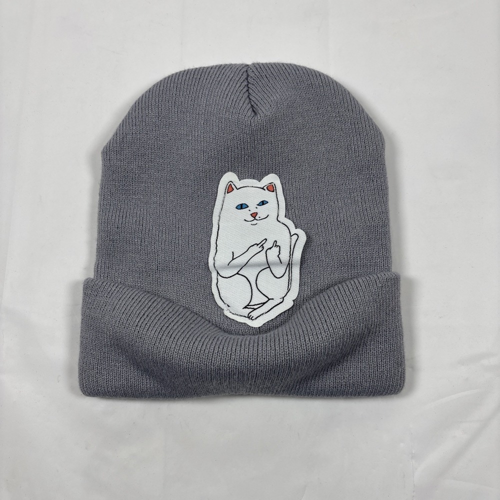 Rip n Dip GrayLord Nermal Patch Simple Beanie w Cat Logo Skater Unisex Size OS - Picture 1 of 5